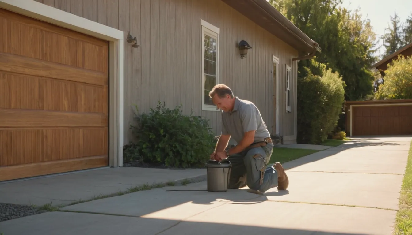 Provider checking track alignment on a garage door at a Broomfield home