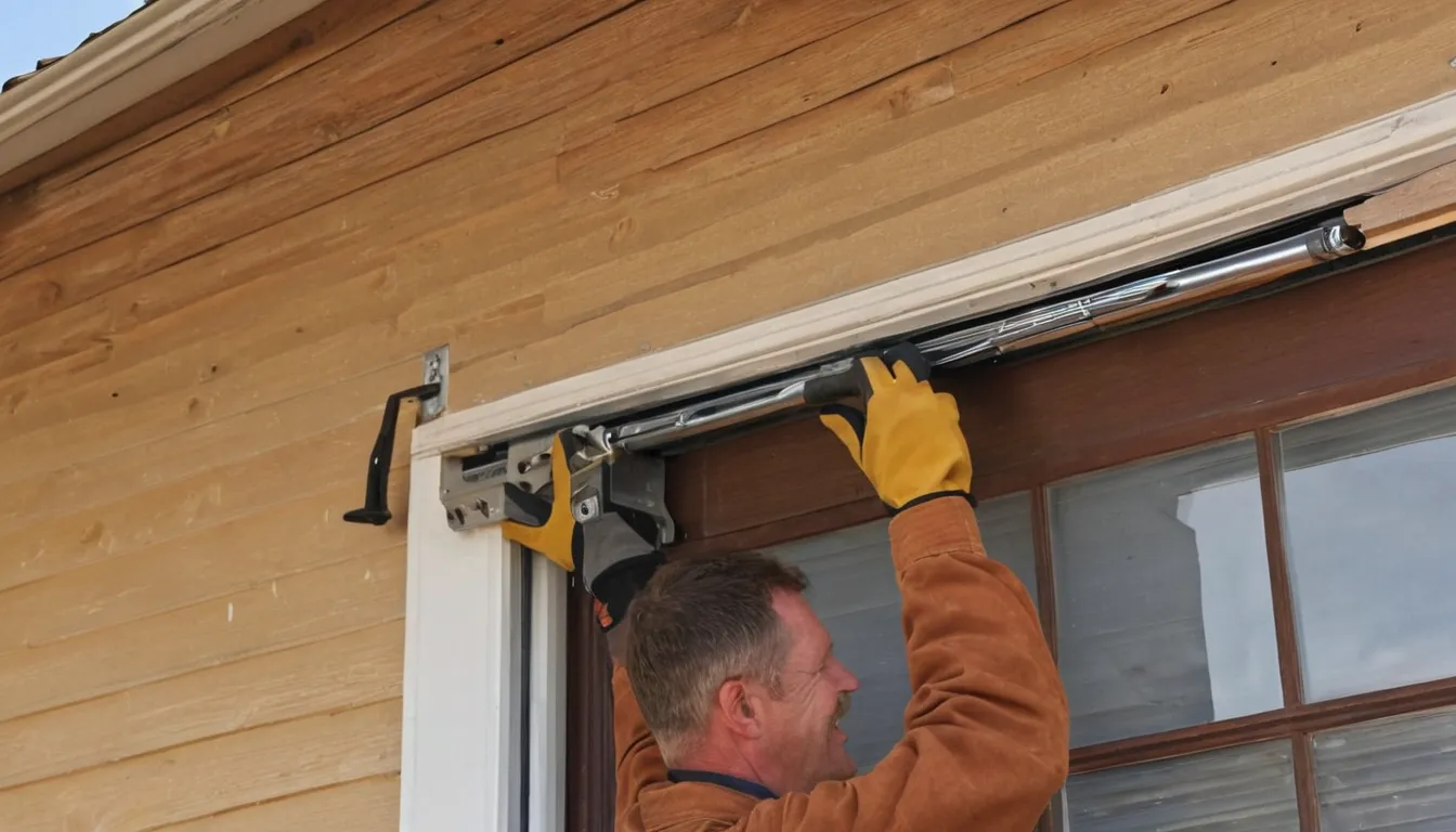 A local provider adjusting a new torsion spring above a garage door in a Broomfield home
